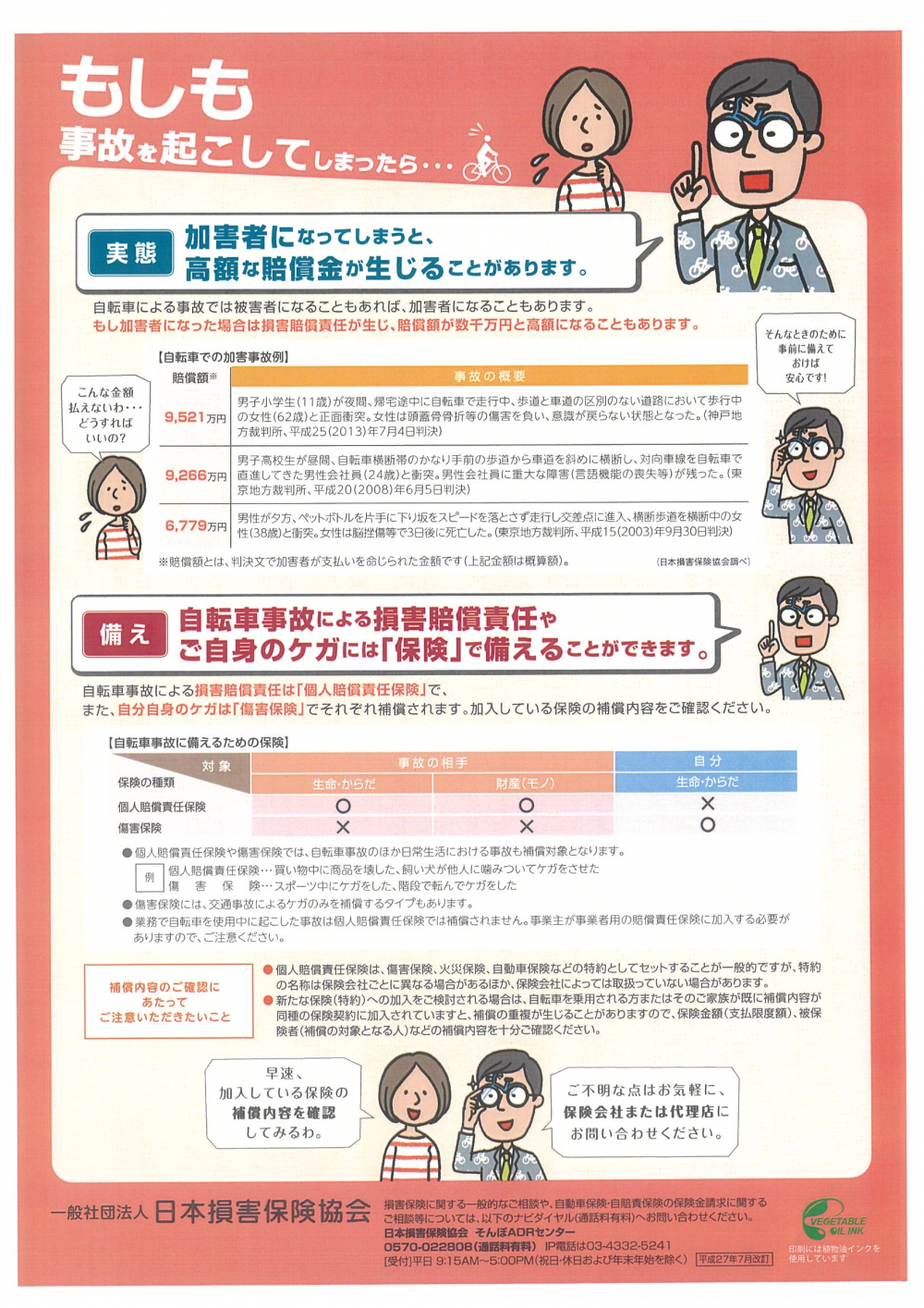 自転車での事故の補償　十分に理解していますか？